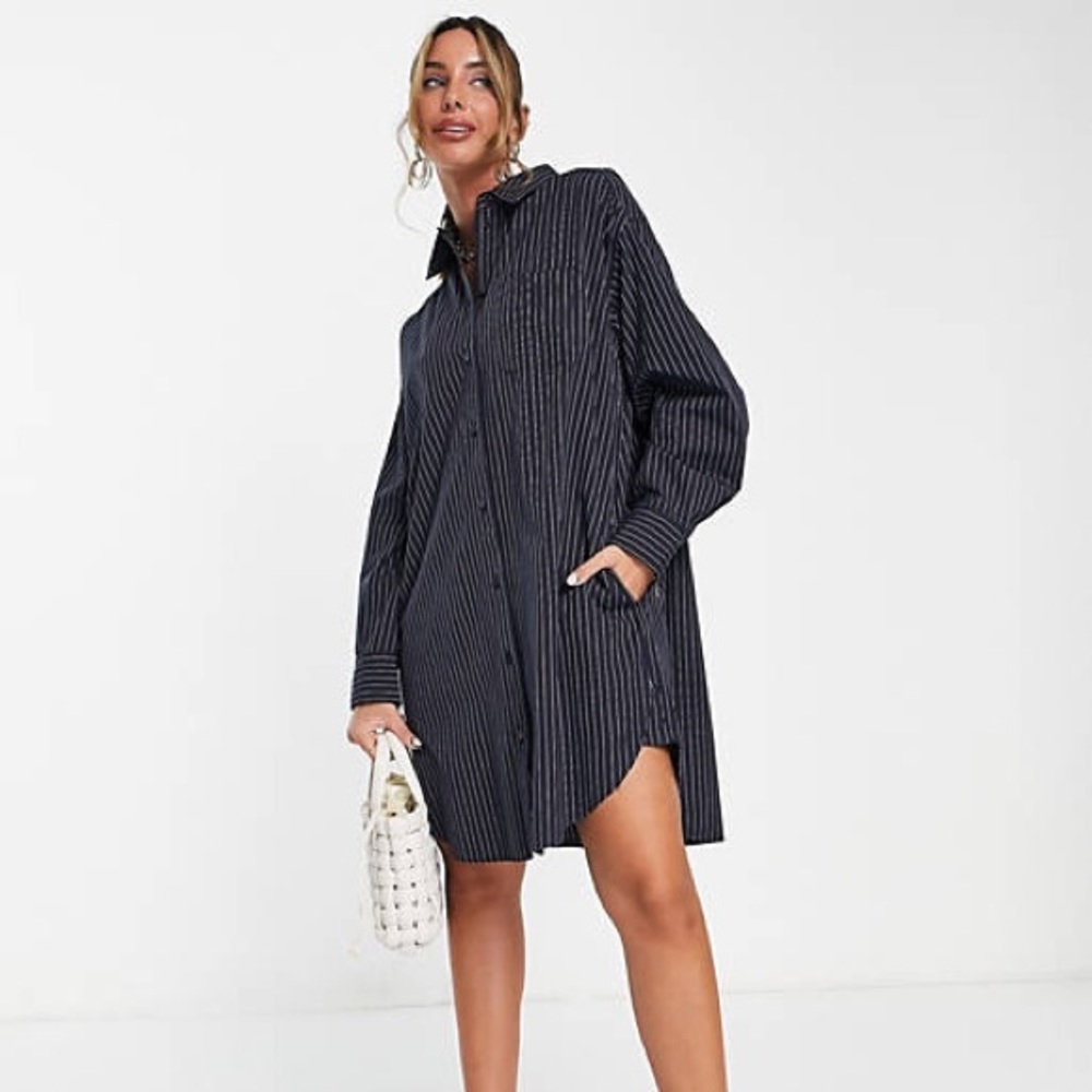 & Other Stories Stripe Shirt Mini Dress, XS/S